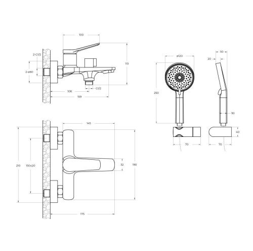 Смеситель BelBagno UNIQUE UNIQUE-VASM-CRM настенный хром - фото 4