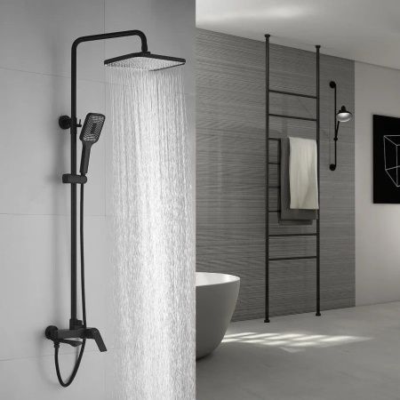 Душевая стойка Shevanik S9136H настенная цвет черный