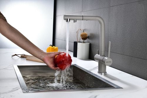 Смеситель для кухни Paulmark SERPENTINE Se213222-GR на мойку серый - фото 5