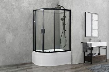 Душевой уголок Royal Bath BK RB8120BK-T-BL-R 120х80 стекло прозрачное профиль черный с поддоном