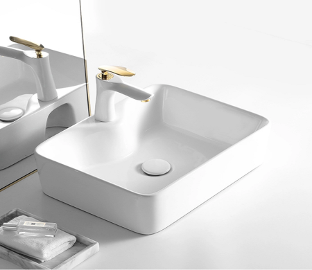 Раковина из сантехнического фаянса CeramaLux 7291 50х40 накладная цвет белый 1 отверстие под смеситель