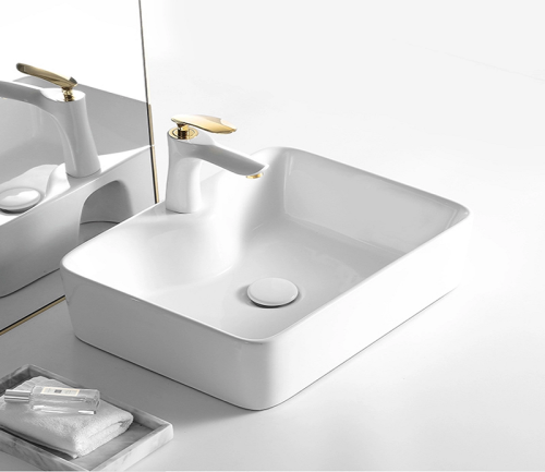 Раковина из сантехнического фаянса CeramaLux 7291 50х40 накладная цвет белый 1 отверстие под смеситель - фото 3