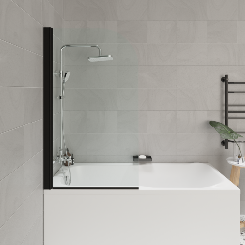 Душевая шторка на ванну Parly F04B 75х130 стекло прозрачное профиль черный ориентация универсальная - фото 4