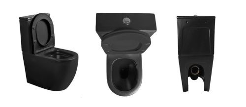 Унитаз напольный с бачком Cerutti SPA CT9866 черный с сиденьем микролифт безободковый каскадный смыв - фото 2