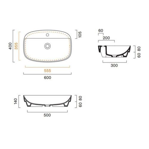 Раковина керамическая Catalano Alvea 625601001 60 см полувстраиваемая цвет белый 1 отверстие под смеситель - фото 2