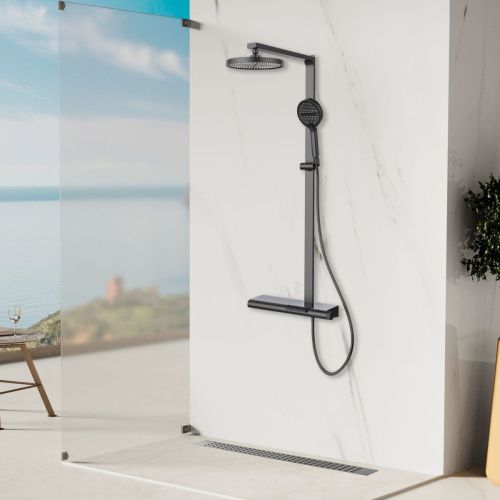 Душевая стойка Vincea Aspire VSFS-4AS1GM настенная цвет вороненая сталь