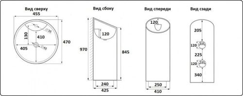 Раковина из сантехнического фаянса CeramaLux P7030L 50х50 напольная цвет белый 1 отверстие под смеситель - фото 2