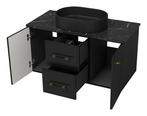 Тумба под раковину Brevita Shanel SHA-09100-02-01-2Я 100х50 подвесная цвет черный - фото 4