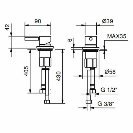 Управление на борт ванны Fantini Nostromo 50 02 E895