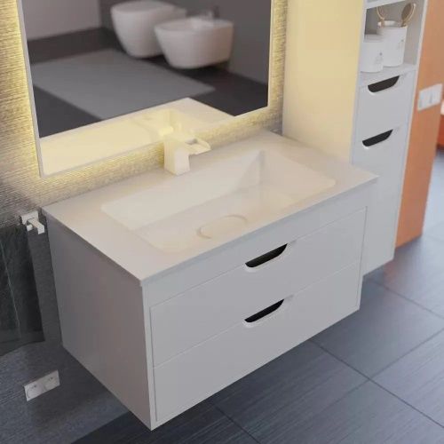 Тумба с раковиной Uperwood UPD Modul 393020560 80х50 цвет белый - фото 3