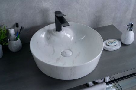 Раковина керамическая Gid 53321 40х40 накладная цвет белый без отверстий под смеситель