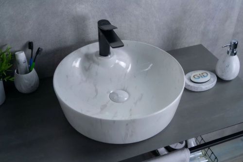 Раковина керамическая Gid 53321 40х40 накладная цвет белый без отверстий под смеситель - фото 4