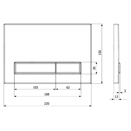 Клавиша смыва механическая KK POL M08 V1 SPP/091/0.1/K цвет черный/хром - фото 2