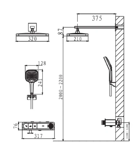 Душевая система Arrow ARQ13869CP встраиваемая в стену цвет хром с термостатом - фото 2