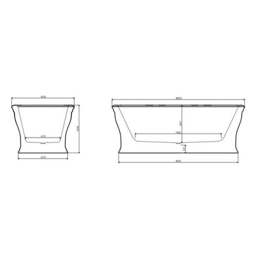 Ванна из искусственного камня Artceram CIVITAS CIW001 34 00 grey acquarello 180х85 отдельностоящая овальная - фото 2