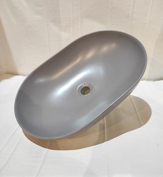 Раковина керамическая White Ceramic Balisong W0807FM 60х40 накладная цвет серый