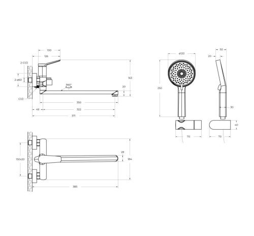 Смеситель BelBagno UNIQUE UNIQUE-VASM-L-CRM настенный хром - фото 4