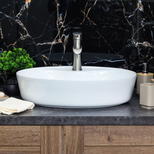 Раковина из сантехнического фарфора Melana 320301-805 60х40 накладная цвет белый 1 отверстие под смеситель - фото 4