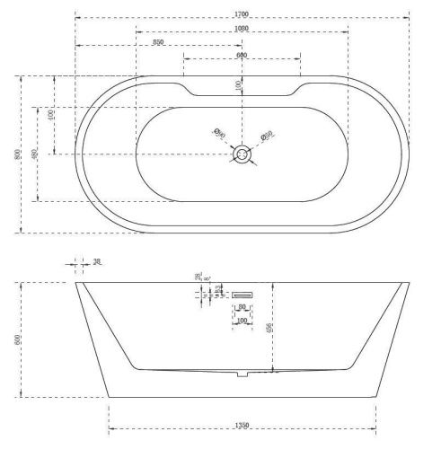 Ванна акриловая Abber AB9299-1.7 170х80 отдельностоящая овальная с каркасом - фото 4