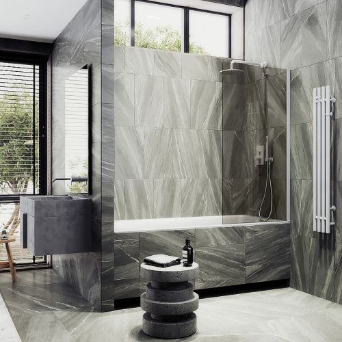 Душевая шторка на ванну Maybah Glass MGV-71-1ш 90х140 стекло тонированное профиль белый ориентация универсальная - фото 3