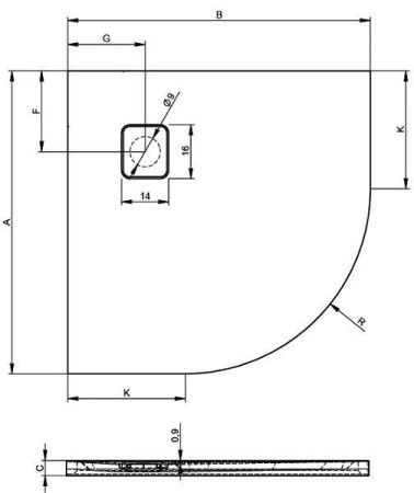 Душевой поддон акриловый Riho BASEL D005047005 90х90 белый без ножек