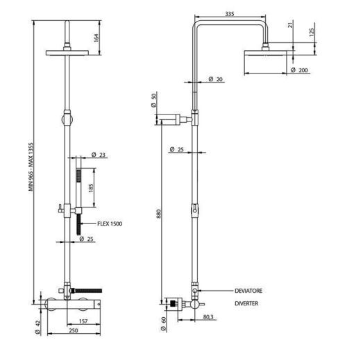 Душевая стойка Bongio T Minimix 32537NE0D настенная цвет черный - фото 2