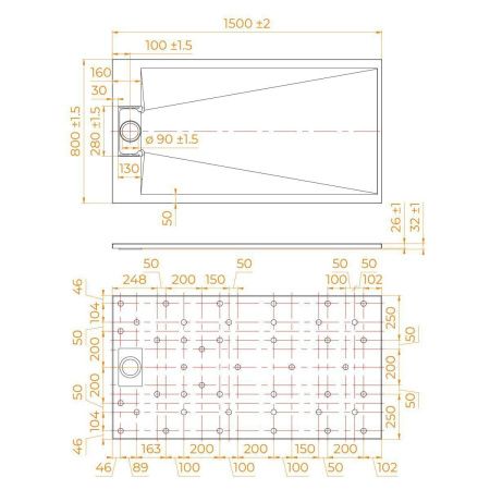 Душевой поддон из стеклопластика RGW SMC 553702815-01 150х80 белый