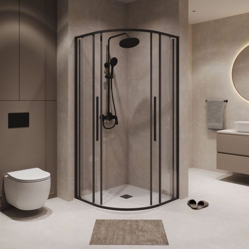Душевой уголок Niagara Nova NG-6826-34BLACK 90х90 стекло прозрачное профиль черный без поддона - фото 2