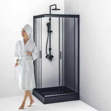 Душевой уголок Am.Pm Gem W90G-403-090BT 90х90 стекло прозрачное профиль черный без поддона