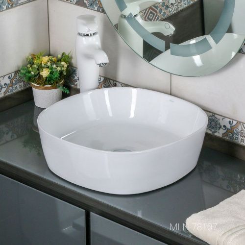 Раковина из сантехнического фарфора Melana 78107-805 40х40 накладная цвет белый без отверстий под смеситель - фото 5