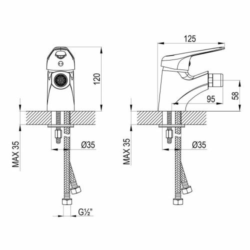 Смеситель LeMark Luna LM4108C на биде хром - фото 2