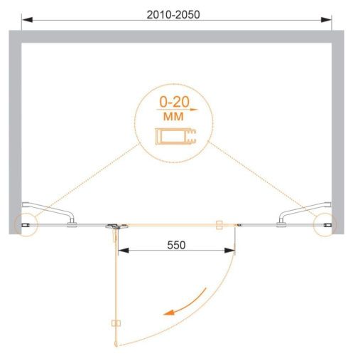Душевая дверь Cezares BERGAMO BERGAMO-W-B-13-90+60/60-C-Cr-L 205х195 стекло прозрачное профиль хром - фото 2