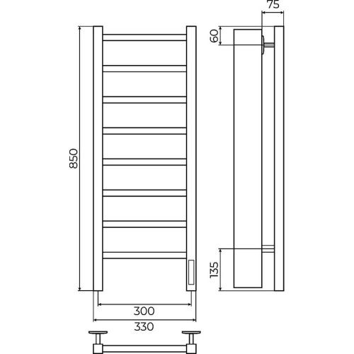 Полотенцесушитель электрический Terminus 4670078553430 35х85 хром - фото 3