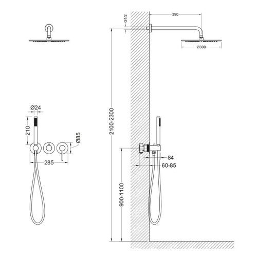 Душевая система Timo Saona SX-2349/00SM встраиваемая в стену цвет хром - фото 2