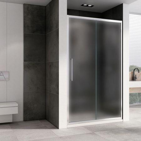 Душевая дверь Abber Schwarzer Diamant AG30140MH 140х195 стекло матовое профиль хром