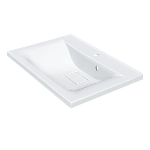 Раковина из искусственного камня Vincea VCB-3M650W 70х50 встраиваемая цвет белый 1 отверстие под смеситель - фото 3