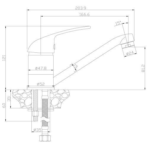 Смеситель для кухни Rossinka Y Y40-22 на мойку хром - фото 2