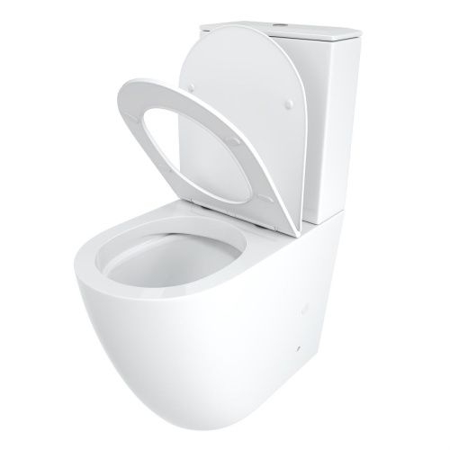 Унитаз напольный с бачком Cerutti SPA CT8709 белый с сиденьем микролифт безободковый каскадный смыв - фото 2