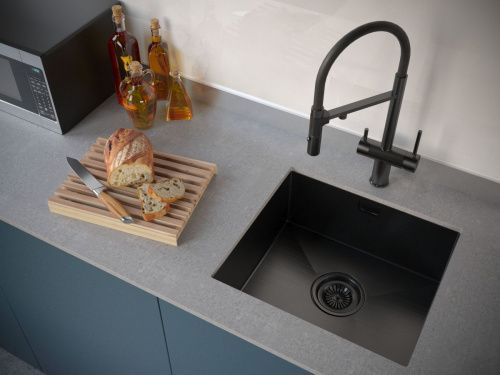 Кухонная мойка Paulmark ALLER 48 UNI PM804844-GM 45х40 цвет вороненая сталь поверхность брашированная - фото 3