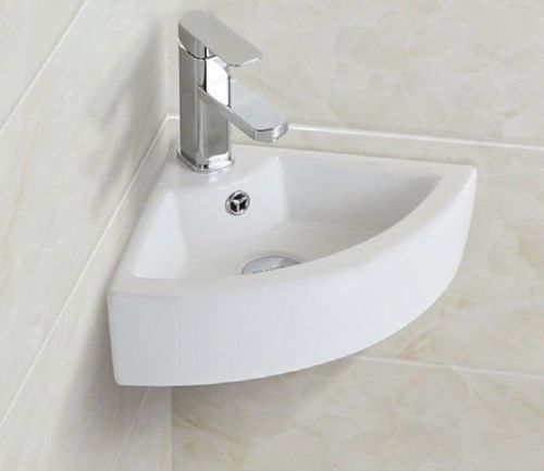 Раковина из сантехнического фаянса CeramaLux 9067B 30х30 подвесная цвет белый 1 отверстие под смеситель - фото 2