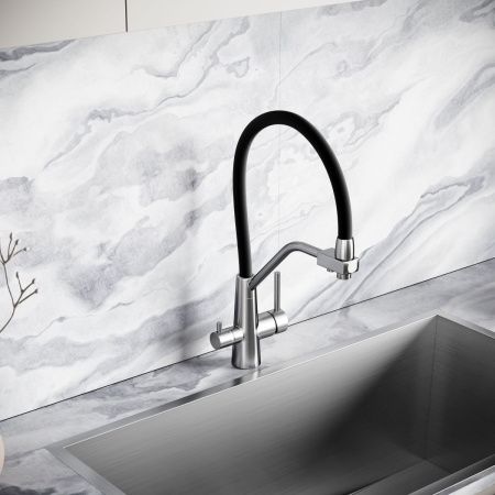 Смеситель для кухни Sancos Nolia SC12003SS на мойку черный/нержавеющая сталь