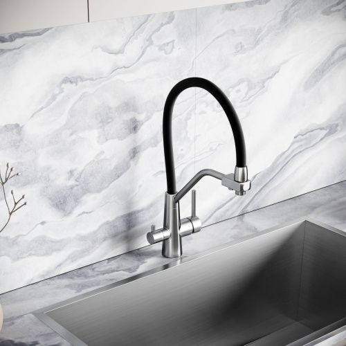 Смеситель для кухни Sancos Nolia SC12003SS на мойку черный/нержавеющая сталь - фото 2