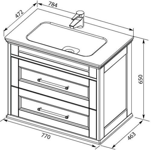 Раковина из искусственного камня Aquanet Бостон 00257887 80х50 полувстраиваемая цвет белый 1 отверстие под смеситель - фото 3