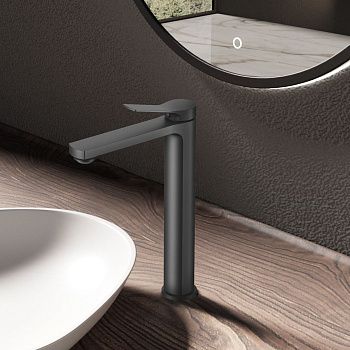 Смеситель для раковины Vincea Arco VBF-4AR02GM на столешницу вороненая сталь