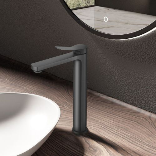 Смеситель для раковины Vincea Arco VBF-4AR02GM на столешницу вороненая сталь