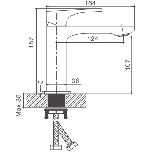 Смеситель BELZ B10709-3 на раковину оружейная сталь - фото 2