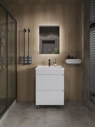 Тумба с раковиной Orange TOPLINE-Lyon TLNF60+RA 60х40 напольная цвет белый - фото 4