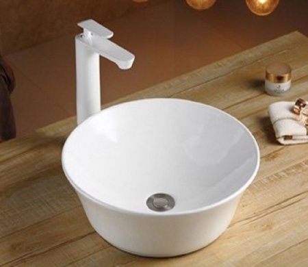 Раковина из сантехнического фаянса CeramaLux 9381 40х40 накладная цвет белый без отверстий под смеситель