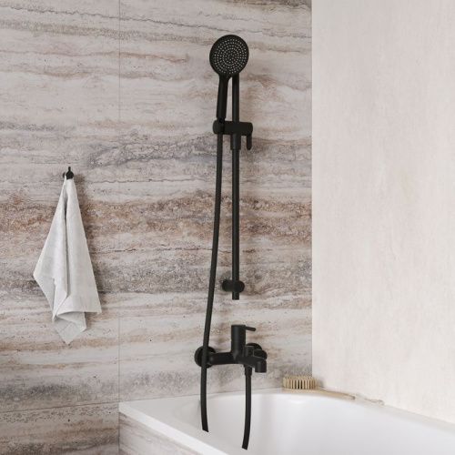 Смеситель для ванны и душа IDDIS Aiger AIGBL00i02WA настенный черный - фото 2