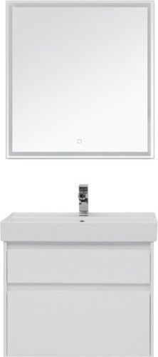 Комплект мебели: тумба с раковиной + зеркало Aquanet Nova Lite 00242903 76x46x145 напольный/подвесной цвет белый - фото 3